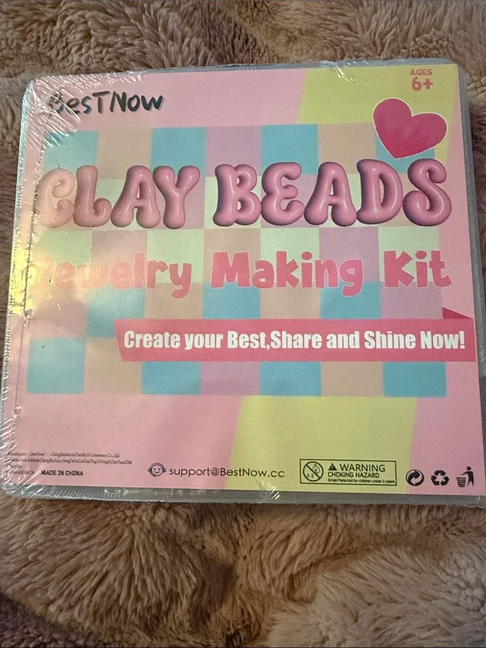 Pink Clay Beads Jewelry Making Kit for Kids